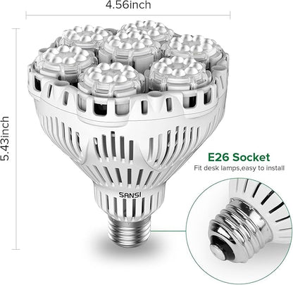 SANSI Dimmable Grow Light Bulb Full Spectrum, High PPFD 40W (600 Watt Equiv) with Remote, Auto On Off Timing 4 8 12 Hrs, Energy Saving Plant Light Bulb with E26 Base for Indoor Plants