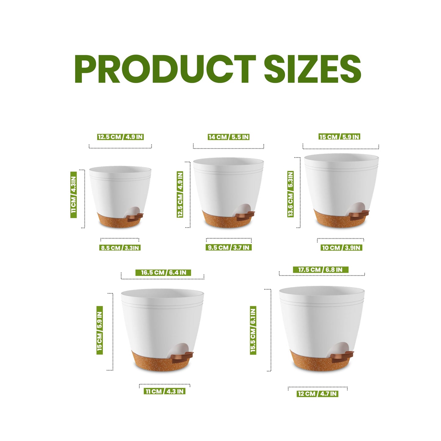 Utopia Home Self Watering Pots for Indoor Plants 6.8"/6.4"/5.9"/5.5"/4.9", Planters for Indoor