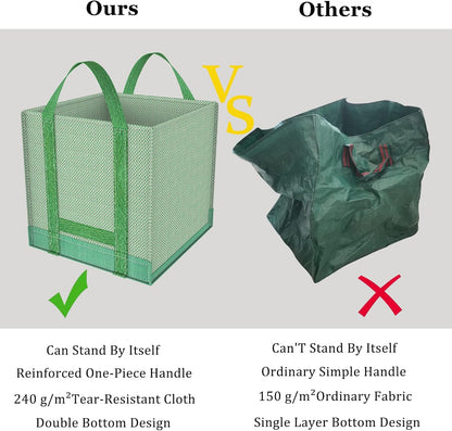 32 Gallons Reusable Garden Waste Bags, Yard Waste Bags, Lawn/Leaf Bags, Heavy Duty Gardening Bags, Integrated Reinforced Handle, Suitable for Collecting Leaves, Pruning Bushes(2-Pack 32Gallons)