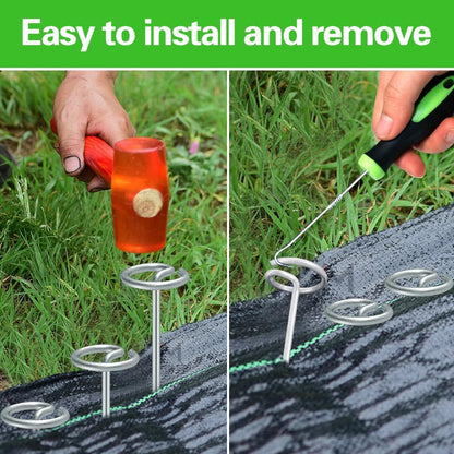 Bakulyor 100Pcs Circle Top Landscape Staples, 6 Inch Garden Stake 9 Gauge Galvanized Landscape Fabric Stakes, Heavy Duty Yard Ground Pins for Outdoor Gardening Weed Barrier Sod Fabric - Silver 6"