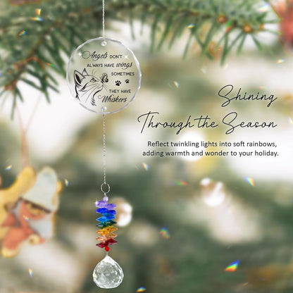 Glass Ornament Suncatcher - Cats Memorial Sympathy Gift - Crystal Rainbow Maker for Cat Lover - Bereavement Keepsake - Daily Remembrance - Hanging Home Garden Decor