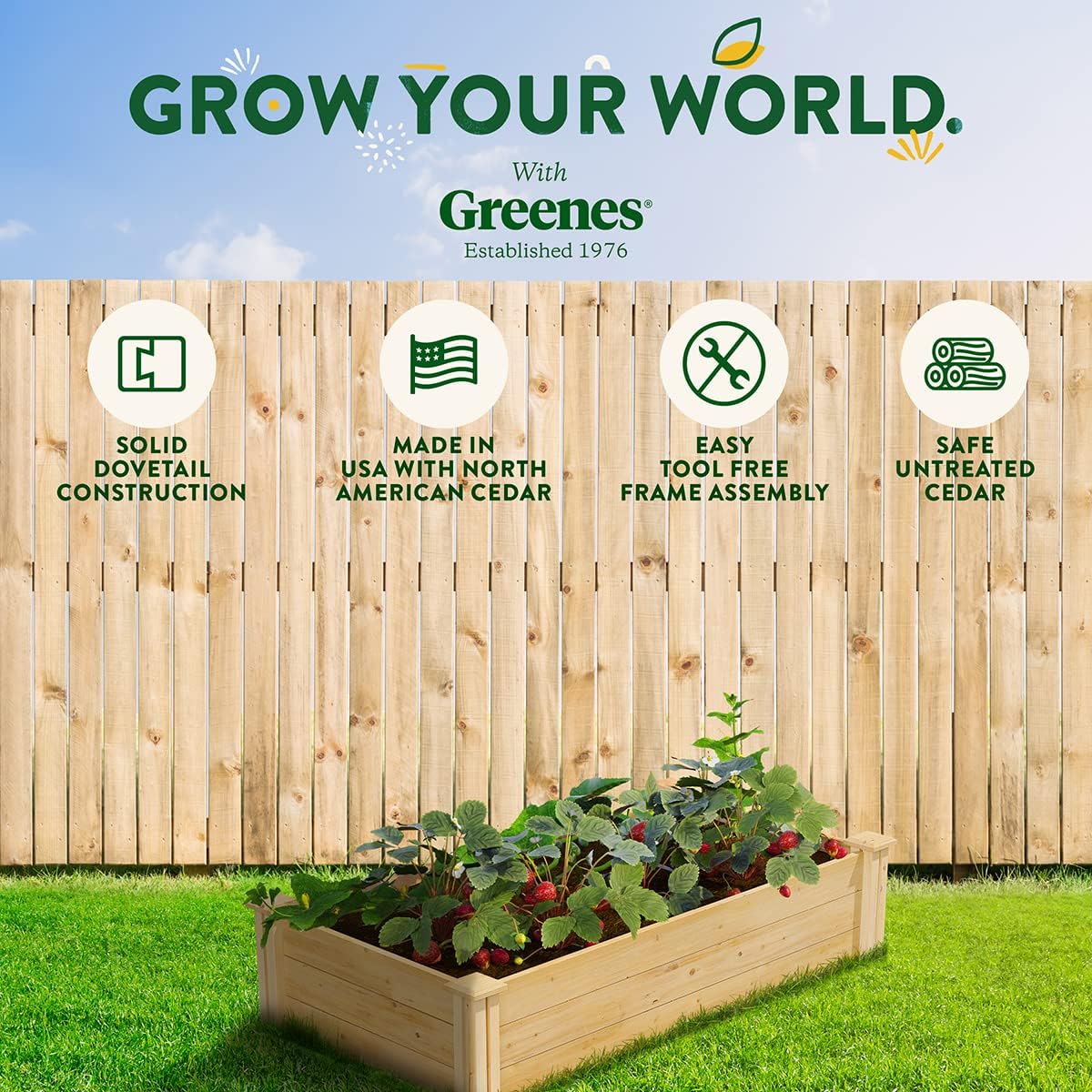 Greenes Fence Original Cedar Raised Garden Bed, 2' x 4' x 10.5" (2-Pack) - Made in USA with North American Cedar
