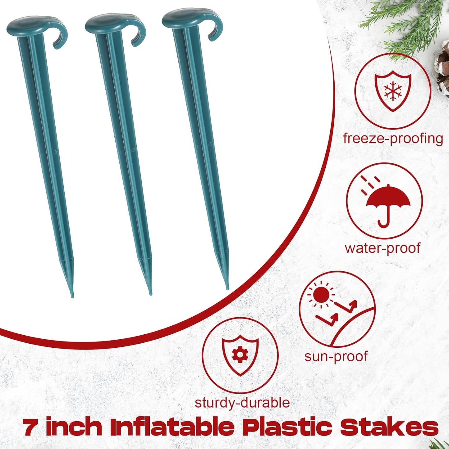 Vicenpal 100 Pcs 7 Inch Plastic Yard Stakes Inflatables Heavy Duty Plastic Garden Stakes for Tent Ground Replacement Outdoor Fence Lawn Pegs Landscape Staples Halloween Christmas Decorations (Green)