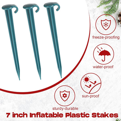 Vicenpal 100 Pcs 7 Inch Plastic Yard Stakes Inflatables Heavy Duty Plastic Garden Stakes for Tent Ground Replacement Outdoor Fence Lawn Pegs Landscape Staples Halloween Christmas Decorations (Green)