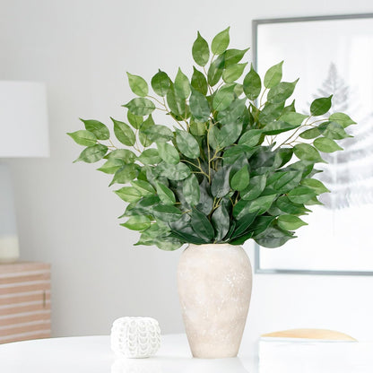 24PCS Ficus Leaves Artificial Branches 24" Faux Ficus Greenery Tree Branches Fake Ficus Leaves Sprays for Tree DIY Arch Wedding Wall Decor - Green