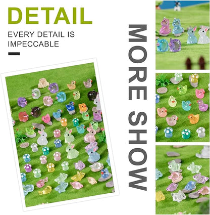 140Pcs Glow-in-The-Dark Mini Resin Animal Figurines Miniature Figures Glowing in The Dark Garden Accessories Aquarium Landscape Bonsai Ornaments