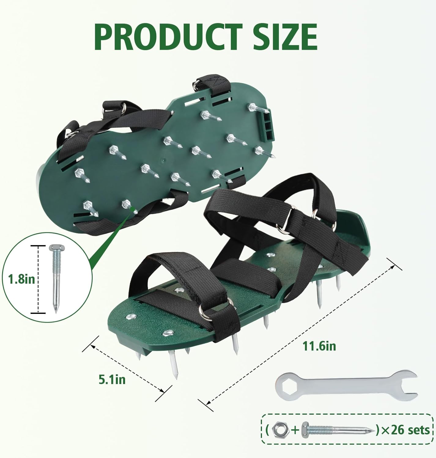 Lawn Aerator Shoes for Grass, Lawn Aeration Shoes with Adjustable Hook Loop Straps and Heavy Duty Spike, Soil Aerator Tool for Aerating Patio Yard Garden