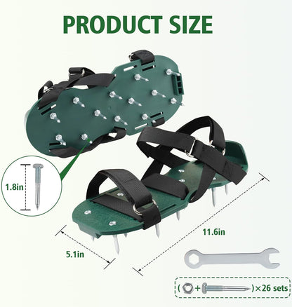 Lawn Aerator Shoes for Grass, Lawn Aeration Shoes with Adjustable Hook Loop Straps and Heavy Duty Spike, Soil Aerator Tool for Aerating Patio Yard Garden