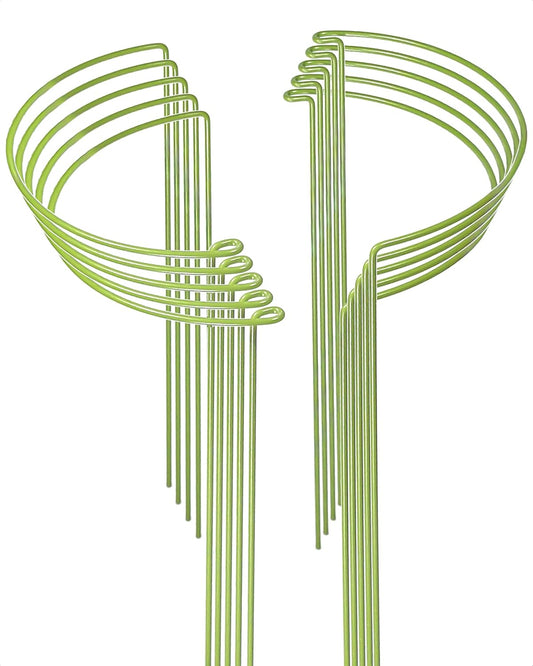 10-Pack Heavy Duty Garden Plant Stakes, 4.2mm Steel Plant Supports for Tomato Cages, Monstera, Peonies - Indoor Outdoor Stakes for Potted Trees & Flowers, 10" W x 15.8" H (Mint Green)