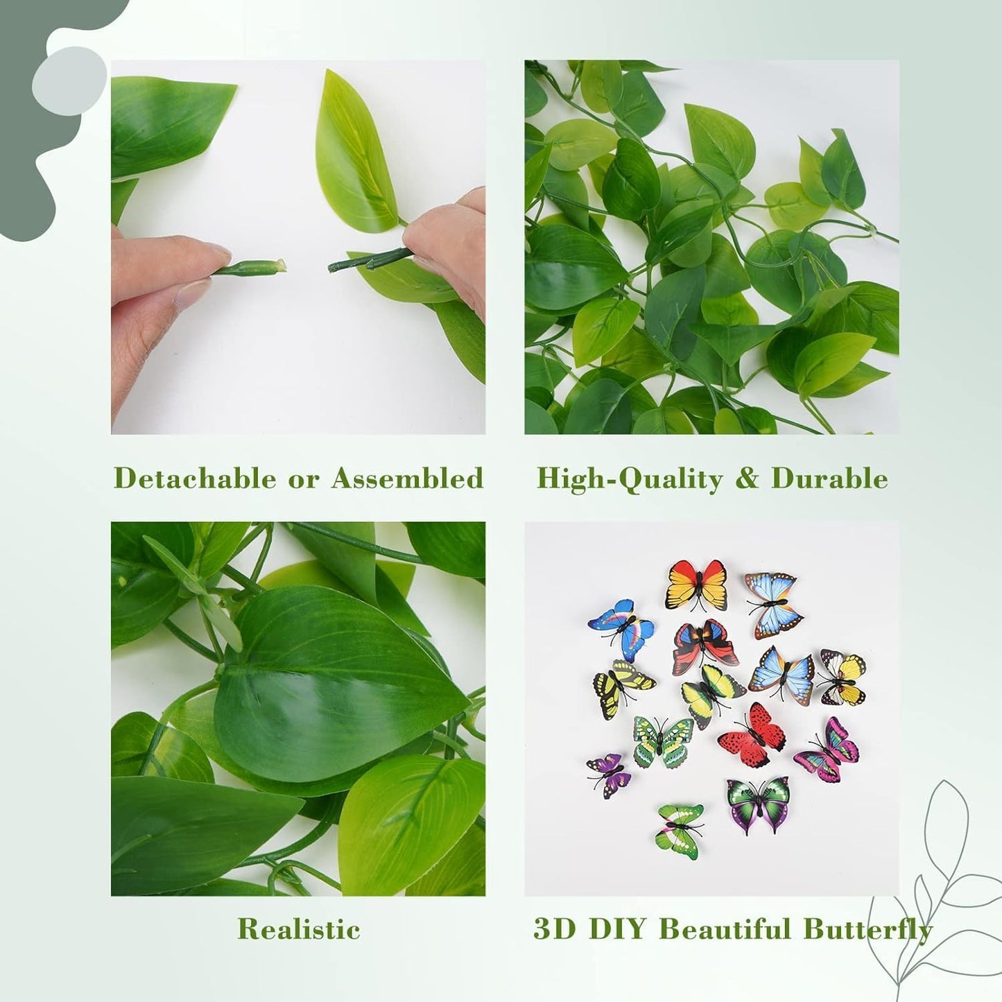 BLEUM CADE Fake Hanging Plants, 8pcs Artificial Hanging Plant, Faux Pothos Vines Hanging Plant Greenery for Wall Home Living Room Indoor Outdoor Decor (No Baskets)