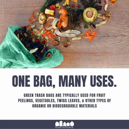 Plasticplace 64-65 Gallon Trash Can Liners for Toter │ 1.5 Mil │ Green Heavy Duty Garbage Bags │ 50” x 60” (50 Count) (W65LDGTL)