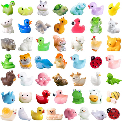 50 Pcs Mini Resin Animals Variety Pack for Miniature Dollhouse Fairy Garden Accessories Home Landscape Aquarium Hide DIY Craft Gifts Party Favors