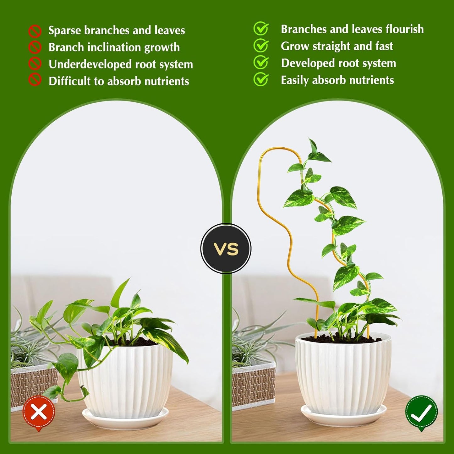 13.4 Inch Indoor Plant Trellis for Climbing Plants,Metal Trellis,Small Garden Trellis for Potted Plants,Plant Stakes for Indoor Plants Accessories Hoya,Flower,Plant Support (Wave-Metal)