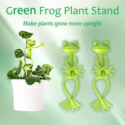 6PCS Frog Plant Stand for Small Potted Plants - Cute Green Flower Pot Support, Stable Plant Climbing Hugger for Succulents, Indoor & Outdoor Garden Decor, Vine Traction Fixture