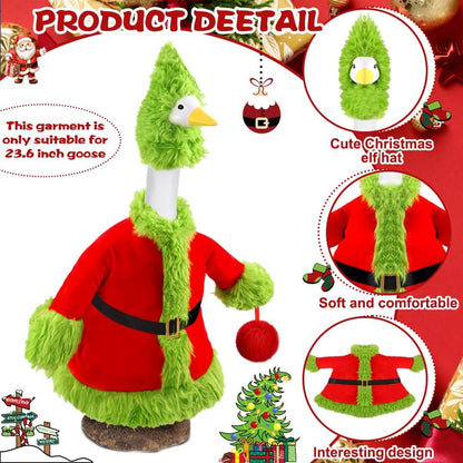 Christmas Winter Goose Outfit for 23" Porch Goose Holiday Red Green Cloths Costume Xmas Winter Outdoor Garden Patio Yard Lawn Art Decoration