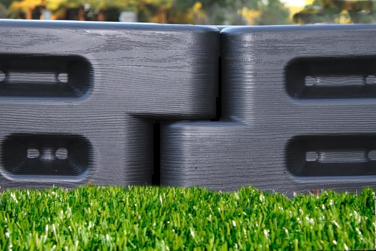 Playsafer Playground Edging Border -12" High Plastic Interlocking Timber for Playgrounds, and Play-Areas - Black - 52" L X 4" W X 12" H (4 Pack)
