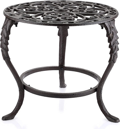 OwnMy Heavy Duty Cast Iron Plant Stand Vintage Iron Flower Pot Holder, Rustic Decorative Round Potted Plant Stand Rack, Indoor Outdoor Metal Plant Holder for Home Garden