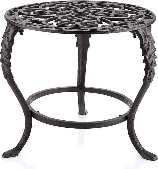 OwnMy Heavy Duty Cast Iron Plant Stand Vintage Iron Flower Pot Holder, Rustic Decorative Round Potted Plant Stand Rack, Indoor Outdoor Metal Plant Holder for Home Garden
