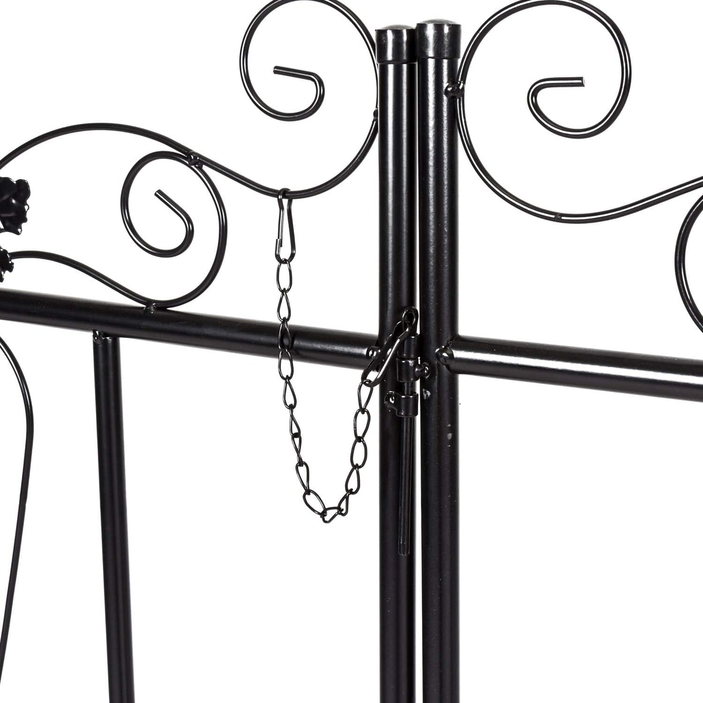 Kinfant Metal Garden Arch Arbor with Gate, Garden Archway for Outside, Heavy-Duty Garden Arch Trellis for Wedding Decoration, Climbing Plants, Backyard and Outdoor Patio(Black)