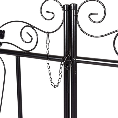 Kinfant Metal Garden Arch Arbor with Gate, Garden Archway for Outside, Heavy-Duty Garden Arch Trellis for Wedding Decoration, Climbing Plants, Backyard and Outdoor Patio(Black)