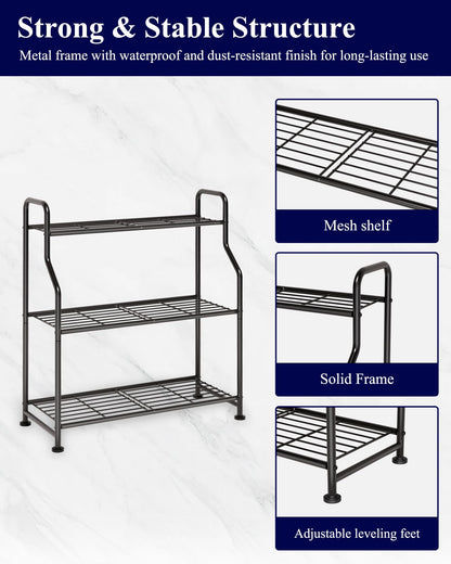 Kitsure 3-Tier Plant Stand Indoor & Outdoor, 27" x 11.4" x 29.3", Black