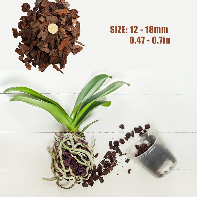Pine Bark 10qt for Orchid Potting Mix, Organic Tree Bark Mulch for Potted Plants, Enhanced Drainage, Air Flow & Root Ventilation, Ideal for Phalaenopsis, Cattleyas, Dendrobiums