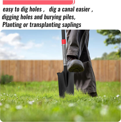 SHARK ATTACK Spade Shovel, 43in Heavy Duty Drain Spade for Digging, Ergonomic No-Slip H-Grip Handles, Oversized Steps and D Handle for Gardening, Land Management, Yard Work, Farming and Transplanting