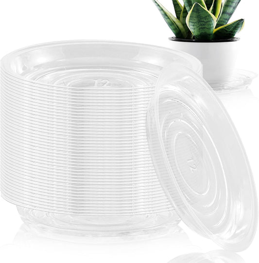 60 Pack 12 Inch Plant Saucer Clear Plant Saucers for Outdoors Plants Drip Trays Extra Large Pot Saucer No Holes Pot Saucers Planter Trays for Outdoor Plants Bulk Plastic Tray for Flower, Potted Tree