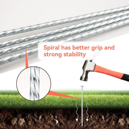 8" Heavy Duty Spiral Landscape Spikes - Solid Galvanized Metal Garden Stakes for Fixing Paver Edging, Weed Barriers, Artificial Turf, Tent and More (200 Pack)