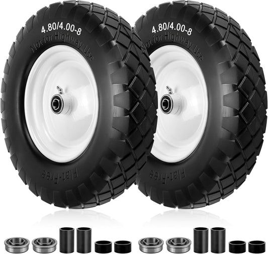 4.80/4.00-8 Flat Free Tire and Wheel- 16" Flat-Free Solid Wheelbarrow Tires with 5/8" & 3/4"