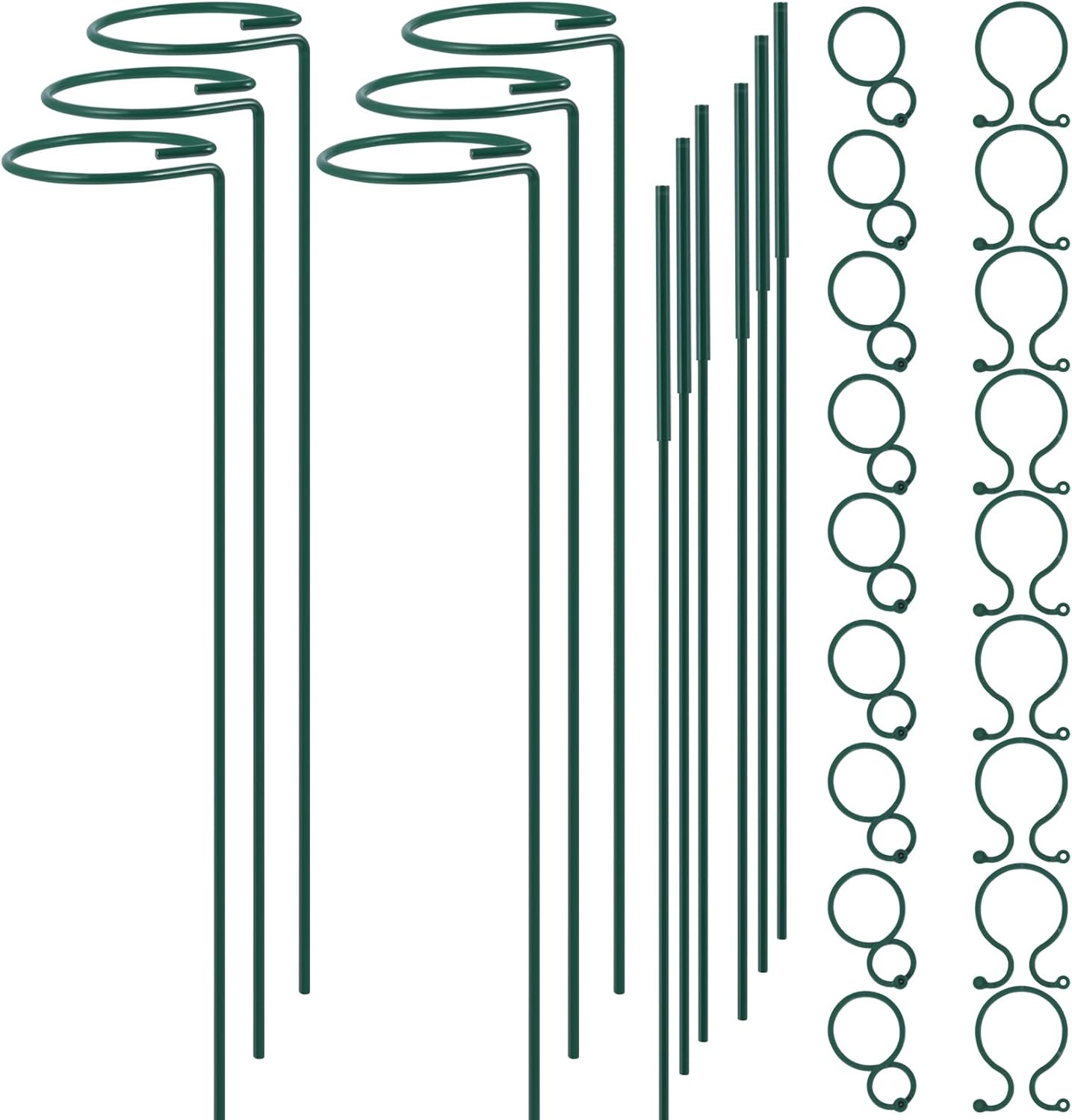 Plant Stake Support - 6 Pack Adjustable Height 12" or 24", Garden Support Stake Plant Cage Support Rings, Single Stem Plant Support Stakes, for Flowers Amaryllis Tomatoes Peony Lily Rose (24inch)