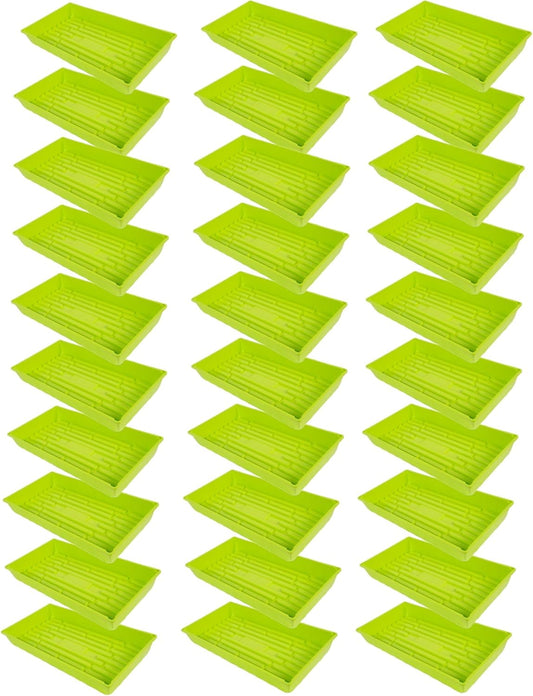 SUNPACK 10" x 20" Mega Plastic Seed Starting Tray, Lime Green, 2.5" (Pack of 30) - No Drainage Holes, Ideal for Greenhouses or Indoor Gardening - Made of Thick, Strong Plastic