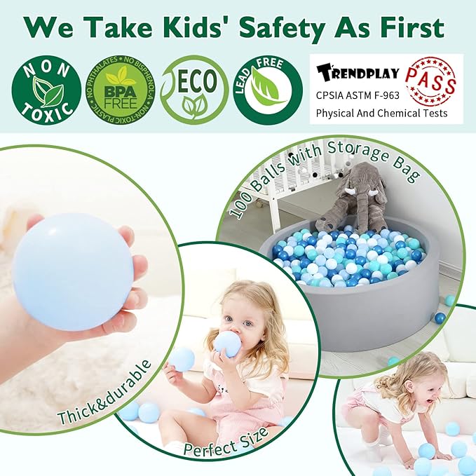 TRENDPLAY Plastic Balls for Ball Pits 2.2 Inch, Pack of 50 100 200 500 Hollow Balls, Perfect for