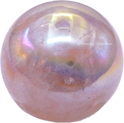 Amazing Gemstone Angel Aura Rose Quartz Crystal Ball - 1" Inches Crystal Sphere Meditation Balls for Witchcraft and Decorative Balls - Crystals and Healing Stones Beginners Gift (Pack of 1)
