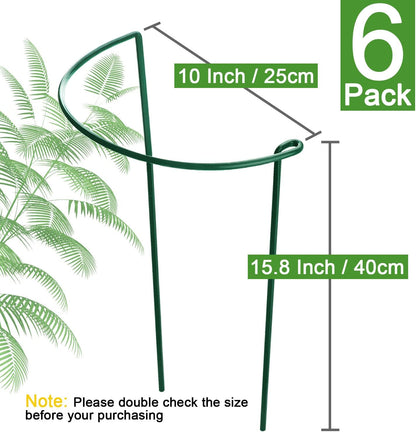 HiGift Plant Support Stakes, 6 Pack Metal Peony Cages and Supports, Garden Stakes Plant Support Cage, Large Plant Support Ring for Outdoor Indoor Snake Plant Peony Rose Flowers Vine (10" W x 15.8" H)