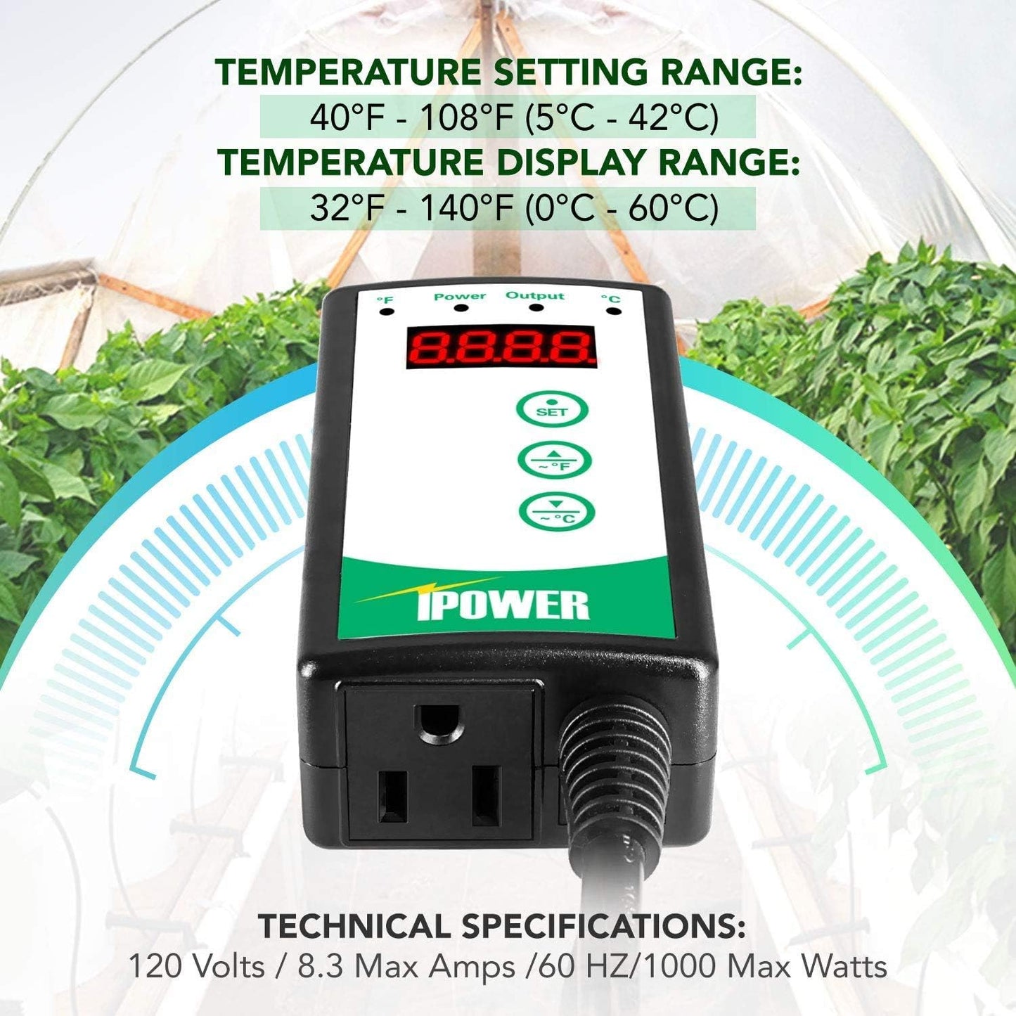 iPower 2-Pack 40-108 Degrees Fahrenheit Digital Heat Mat Thermostat Controller and 10" x 20" Hydroponic Seeding Warm Pad Plant Starting Kit Combo