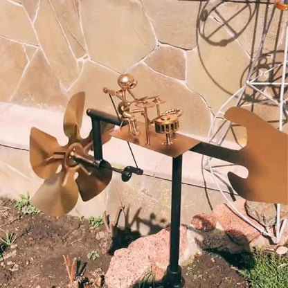 Handmade Metal Drummer Windmill, Drummer Windmill Garden Decoration, Percussionist Music Figurines and Statues, Beat The Drums with The Wind, Wind Spinners for Yard Lawn Garden Patio Decor