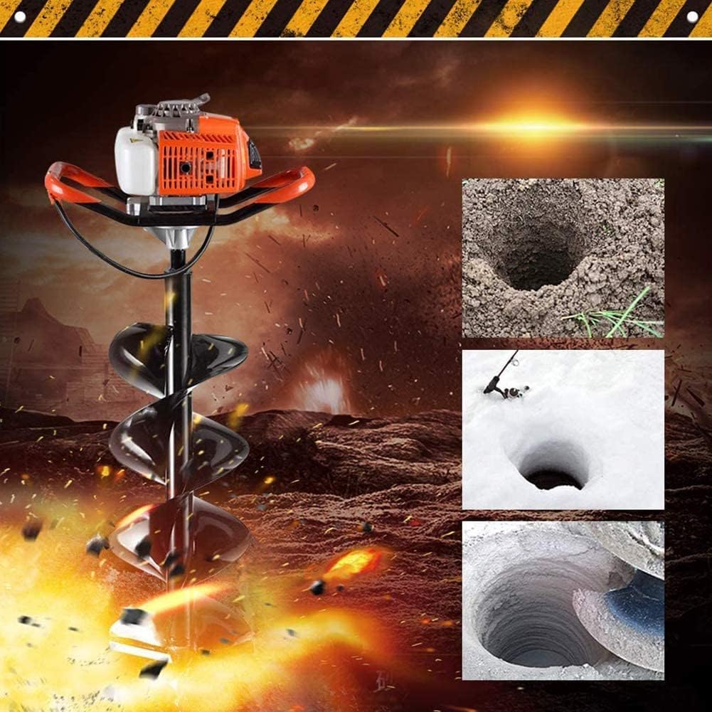 72cc Post Hole Digger 2-Stroke Petrol Gas Powered Earth Digger with 2 Extension Rods + 3 Auger Drill Bits (4" 8" & 12") for Farm Garden Plant