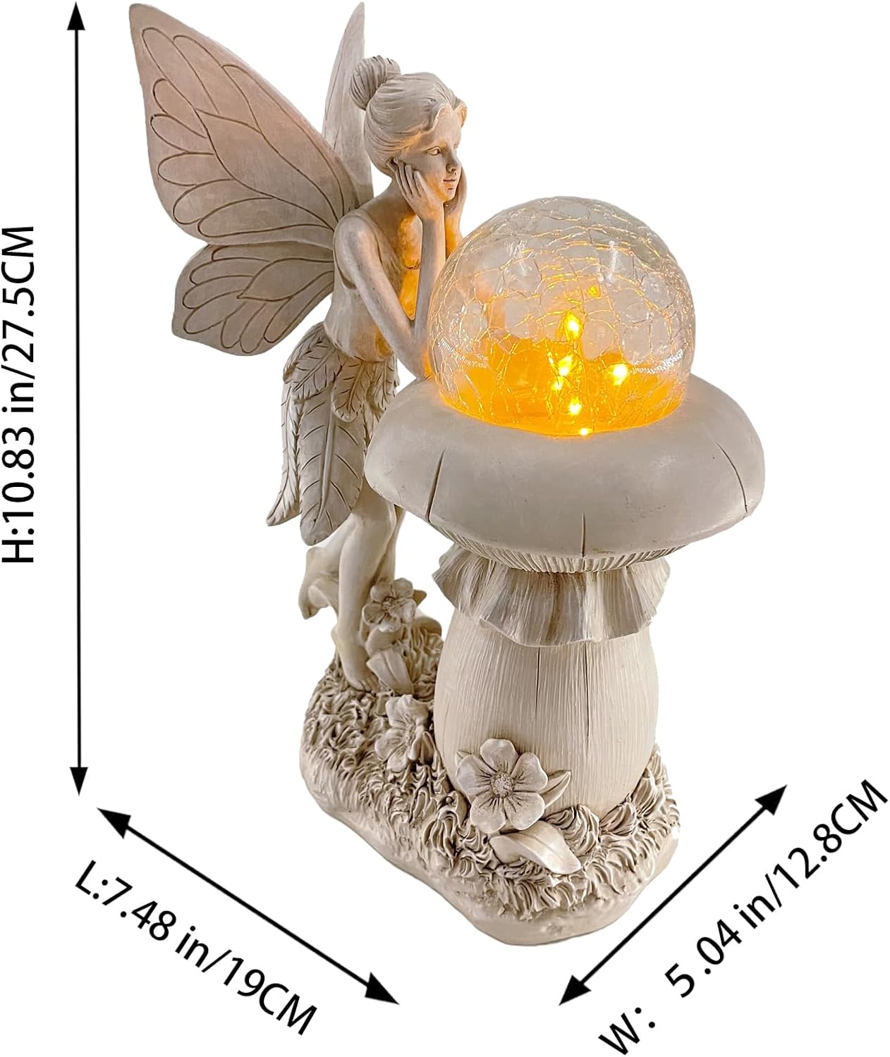 COWOS Solar-Powered Garden Fairy Statue, Handcrafted Resin Statue for Gardens & Special Occasions for Outdoor Patio Lawn Garden Clearance Decor, Memorial Gift, Yard Art, Sympathy Gift