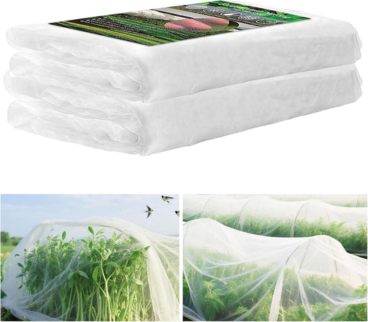 FOTMISHU Garden Netting 10x33FT 2 Packs Ultra Fine Mesh Netting Bird Barrier Protection Vegetable Fruit Tree Bushes Plant Cover for Raised Bed