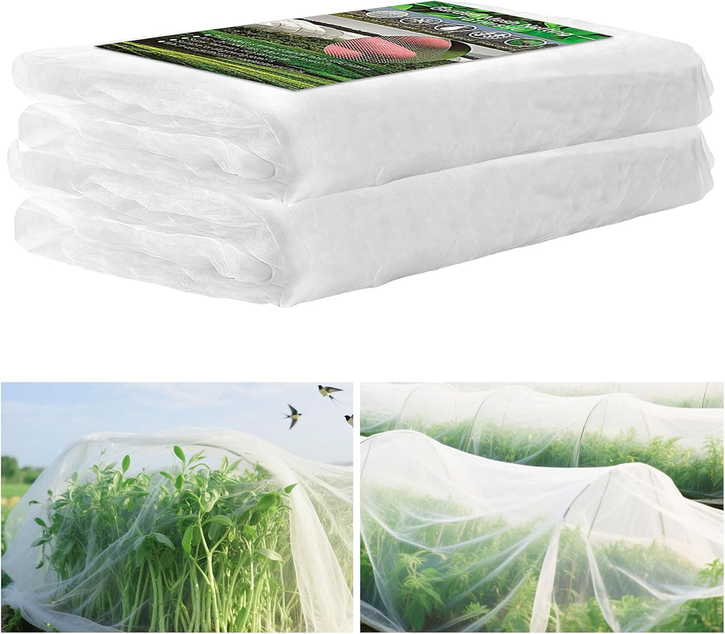 FOTMISHU Garden Netting 10x20FT 2 Packs Ultra Fine Mesh Netting Bird Barrier Protection Vegetable Fruit Tree Bushes Plant Cover for Raised Bed