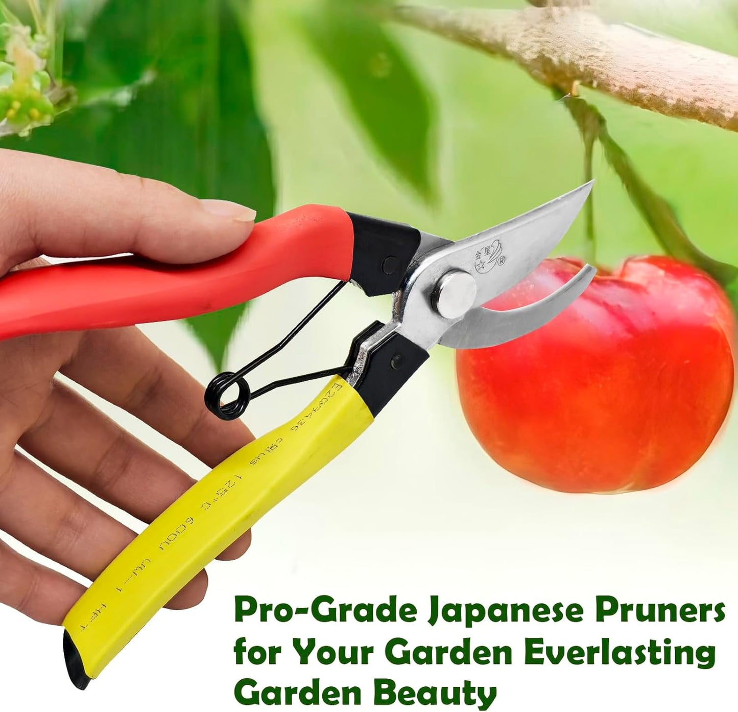 Pruning Shears for Gardening, 8-Inch Bypass Garden Shears with Sharp Steel Blade, Lightweight Garden Scissors with Spring and Lock for Trimming Branches, Flowers, Bonsai