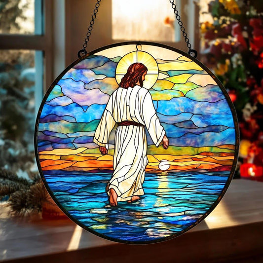 Christian Cross Acrylic Suncatcher Stained Glass Effect Memorial Window Car Hanging Christmas