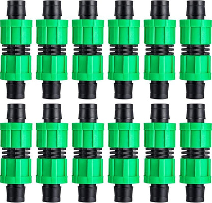 12 Pieces Drip Irrigation Coupling, 5/8 Inch Universal Connector Drip Tubing Fittings, Compatible with Most 16-17 mm Tubing or Sprinkler Systems(Green)