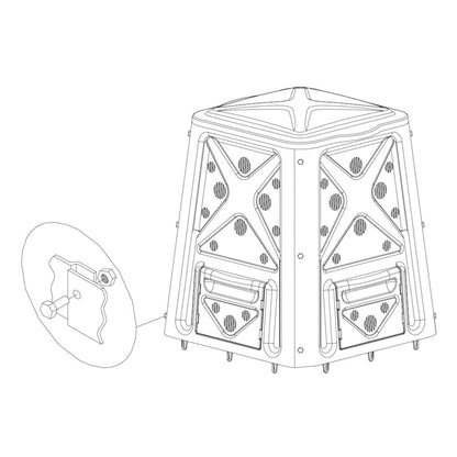 Redmon Outdoor Compost Bin with Lift Off Lid, 4-Door Access & Vent Holes, 65 Gallon, Black