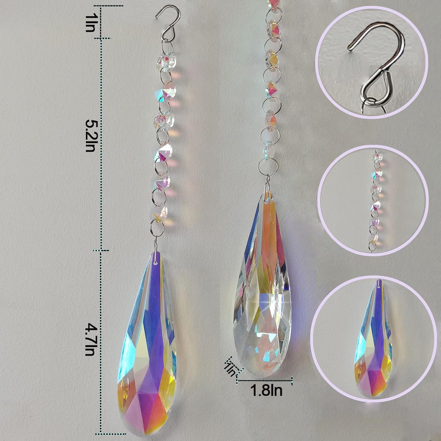 Set of 2 Handmade Stained Glass Suncatchers - 4.5Inch Perfect for a Window or Garden Display, for Window Home Garden Christmas Day Party Wedding Decor. Sun Catchers Gifts for Kids,Mom...