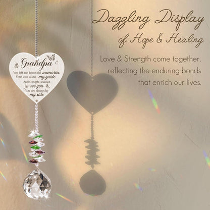 Sympathy Gifts for Loss of Grandfather,Memorial Crystal Suncatcher,Memorial Gifts for Loss of Grandpa,Hanging Crystals Ornament for Window Rainbow Maker Prisms Home Decor Gift
