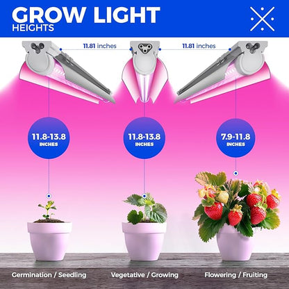 Barrina LED Grow Light 4FT, 168W(4 x 42W), Full Spectrum Plant Light, V-Shape with Reflector, Grow Lamp Strip, Plant Lights for Indoor Plants, 4-Pack