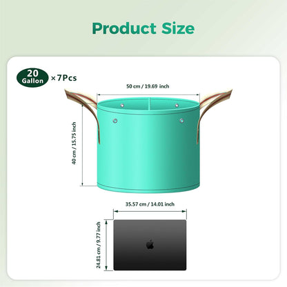 7 Pcs 20 Gallon Potato Grow Bag, PE Garden pots Plant Grow Bag with Branch-Binding Holes and Drain holefor for Vegetables, Strawberries, Flowers