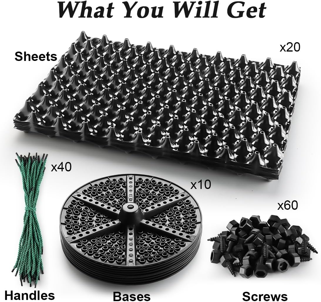 5 Gallon Air Pruning Containers, Roots Control Planter New Plastic Nursery Pots Fruit Vegetable Orchard Garden Self-Planting Pots, Size 12"x12", Black, (10P)